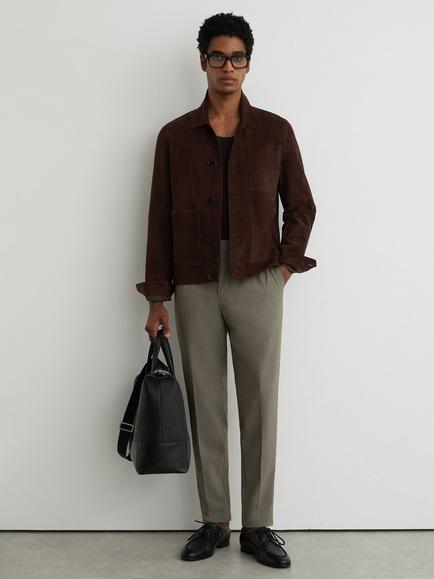 Reiss Found Stretch Slim Fit Drawstring Trousers, Dark Sage, Dark Sage