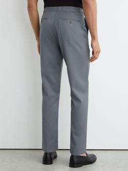 Reiss Oscar Pure Wool Straight Chinos, Soft Blue - view 2, Soft Blue