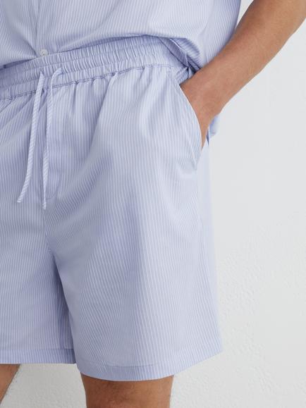 Reiss Arlott Pinstripe Shorts, Soft Blue - view 2, Soft Blue