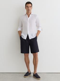 Reiss Barges Linen Drawstring Shorts, Navy
