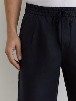Reiss Barges Linen Drawstring Shorts - view 2, Navy