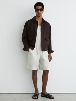 Reiss Barges Linen Drawstring Shorts, Stone, Stone
