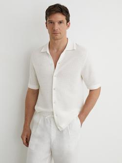 Reiss Clifton Textured Short Sleeve Shirt, White, White