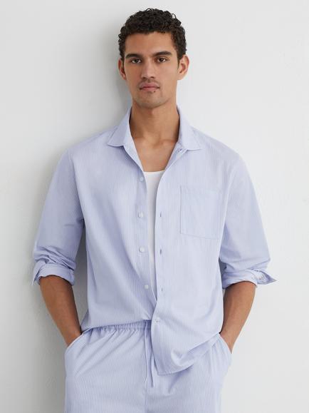 Reiss Corso Pinstripe Shirt, Soft Blue, Soft Blue