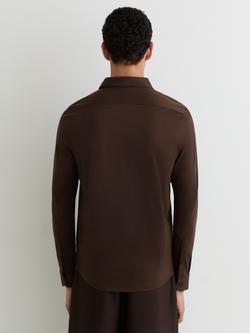 Reiss Duke Air-Water Cotton Slim Fit Shirt, Brown - view 2, Brown