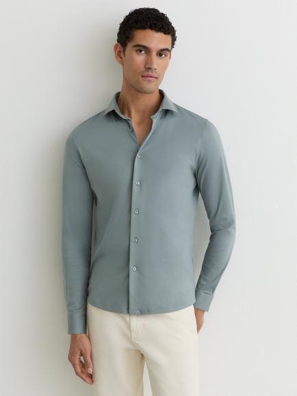 Reiss Duke Air Water Cotton Slim Fit Shirt, Steel Blue, Steel Blue