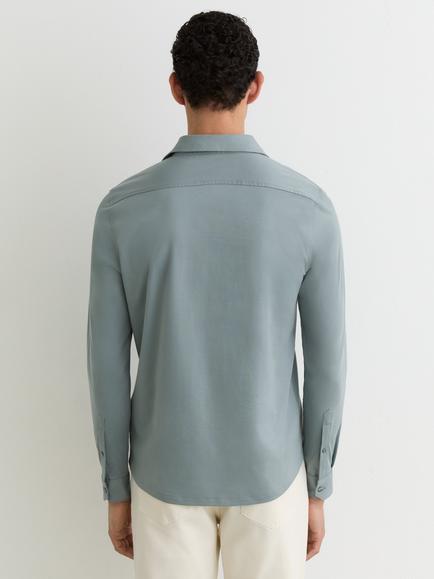 Reiss Duke Air Water Cotton Slim Fit Shirt, Steel Blue - view 2, Steel Blue
