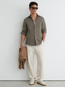 Reiss Dupree Vintage Stripe Seersucker Shirt, Vintage Green