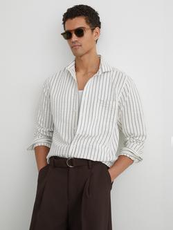 Reiss Dupree Vintage Stripe Seersucker Shirt, White/Blue