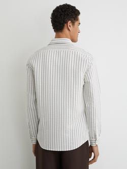 Reiss Dupree Vintage Stripe Seersucker Shirt - view 2, White/Blue