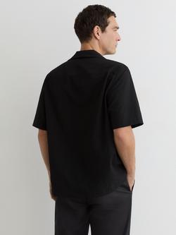 Reiss Eclipse Textured Cuban Collar Short Sleeve Shirt, Black - view 2, Black