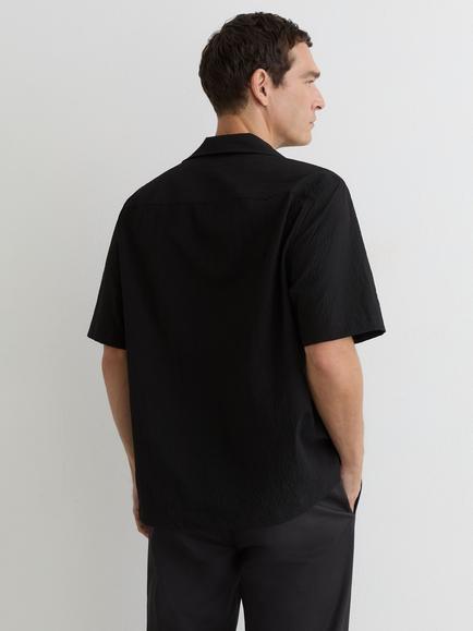 Reiss Eclipse Textured Cuban Collar Short Sleeve Shirt, Black - view 2, Black