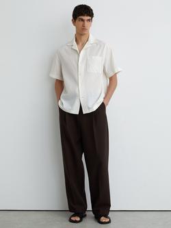 Reiss Eclipse Button Through Short Sleeve Shirt, Off White, Off White