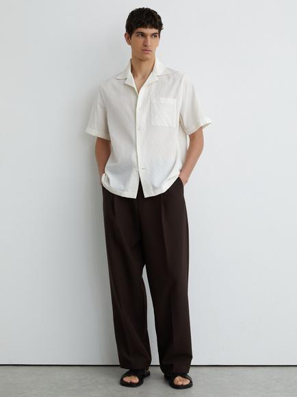 Reiss Eclipse Button Through Short Sleeve Shirt, Off White, Off White