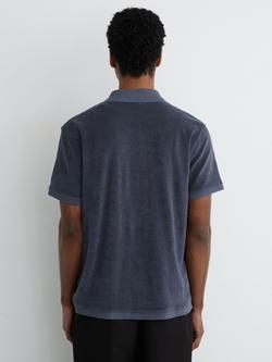 Reiss Eden Towelling Short Sleeve Shirt - view 2, Airforce Blue