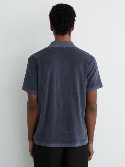Reiss Eden Towelling Short Sleeve Shirt - view 2, Airforce Blue