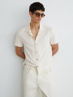 Reiss Eden Towelling Short Sleeve Shirt, White
