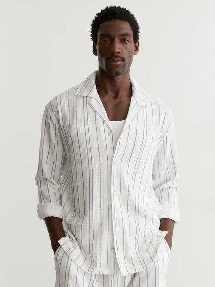 Reiss Ford Regular Fit Stripe Shirt, White, White