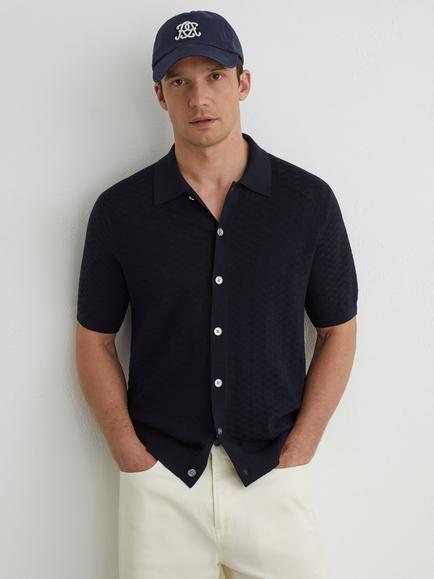 Reiss Phoenix Regular Fit Textured Shirt, Navy
