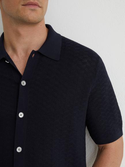 Reiss Phoenix Regular Fit Textured Shirt - view 2, Navy