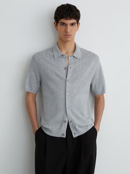 Reiss Phoenix Regular Fit Textured Shirt, Soft Grey