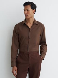 Reiss Pursue Pinstripe Regular Fit Long Sleeve Shirt, Chocolate Brown, Chocolate Brown