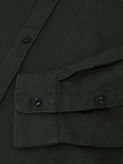 Reiss Queens Linen Regular Fit Button-Down Shirt, Midnight Green - view 2, Midnight Green