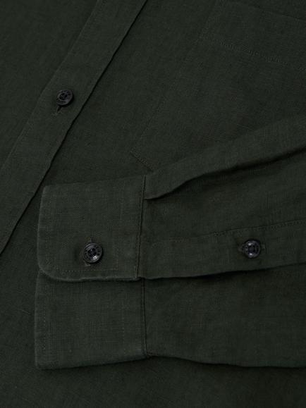 Reiss Queens Linen Regular Fit Button-Down Shirt, Midnight Green - view 2, Midnight Green