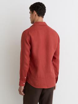 Reiss Ruban Linen Button-Through Shirt - view 2, Brick Red