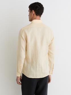 Reiss Ruban Linen Button-Through Shirt - view 2, Buttermilk Yellow