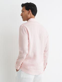 Reiss Ruban Linen Button-Through Shirt - view 2, Rose Pink