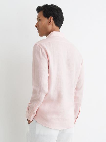 Reiss Ruban Linen Button-Through Shirt - view 2, Rose Pink