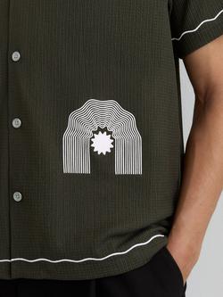 Reiss Solano Regular Fit Contrast Tipped Shirt, Dark Green - view 2, Dark Green