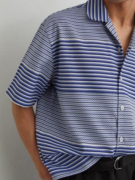 Reiss Solstice Cotton Blend Regular Fit Stripe Shirt, Bright Blue - view 2, Bright Blue