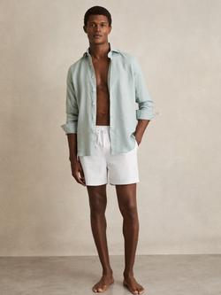 Reiss Cliff Plain Drawstring Swim Shorts, White, White