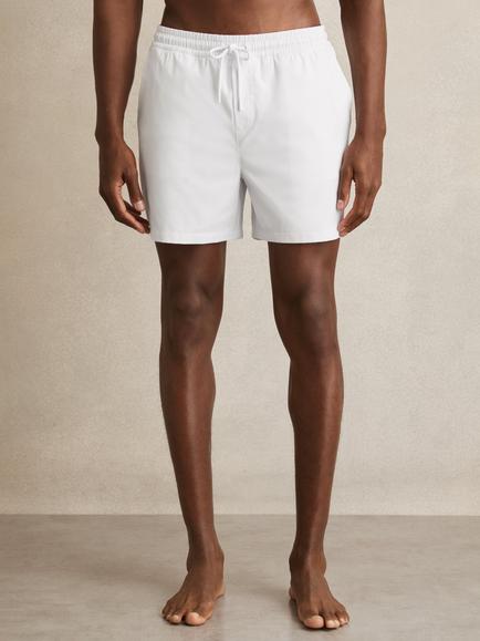 Reiss Cliff Plain Drawstring Swim Shorts, White - view 2, White
