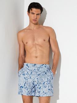 Reiss Fallow Paisley Print Swim Shorts, Airforce Blue, Airforce Blue