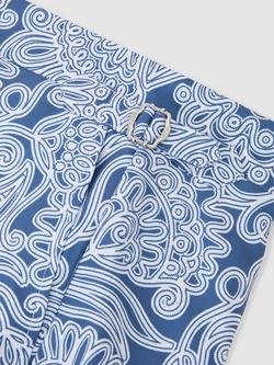 Reiss Fallow Paisley Print Swim Shorts, Airforce Blue - view 2, Airforce Blue
