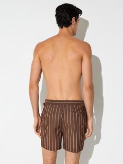 Reiss Presley Striped Swim Shorts, Dark Brown - view 2, Dark Brown
