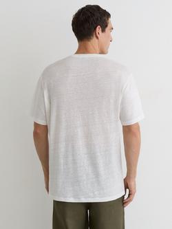 Reiss Langley Linen Crew Neck T-shirt, White - view 2, White