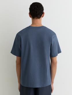 Reiss Tate Pure Cotton Oversized Short Sleeved T-Shirt - view 2, Airforce Blue