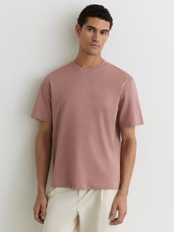 Reiss Tate Crew Neck Cotton T-Shirt, Dusty Rose