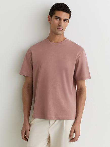 Reiss Tate Crew Neck Cotton T-Shirt, Dusty Rose