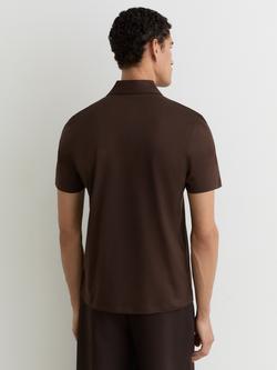 Reiss Earl Air Water Cotton Short Sleeve Polo Shirt - view 2, Brown