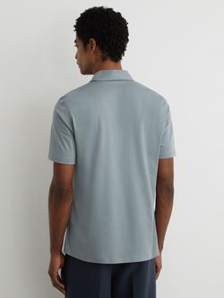 Reiss Earl Air Water Cotton Short Sleeve Polo Shirt - view 2, Steel Blue