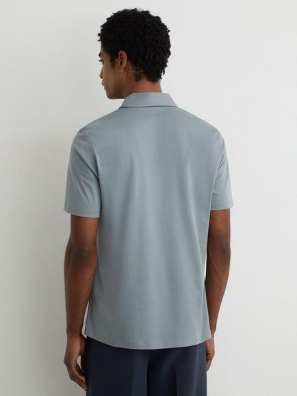 Reiss Earl Air Water Cotton Short Sleeve Polo Shirt - view 2, Steel Blue