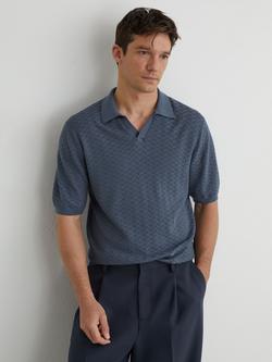 Reiss Sol Regular Fit Short Sleeve Polo Shirt, Airforce Blue, Airforce Blue