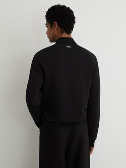 Reiss Rami Quilted Hybrid Bomber Jacket, Black - view 2, Black
