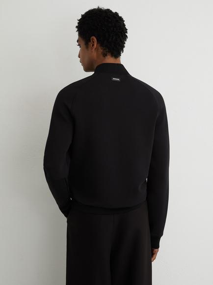 Reiss Rami Quilted Hybrid Bomber Jacket, Black - view 2, Black