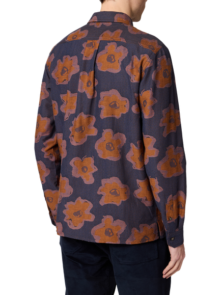Paul Smith Cotton Casual Fit Flower Print Pocket Shirt, Blue - view 2, Blue